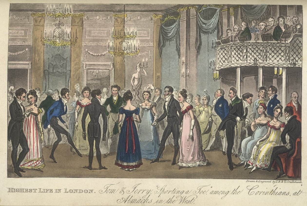 Sala balowa, „Życie w Londynie itd.”, Pierce Egan autorstwa George Cruikshank