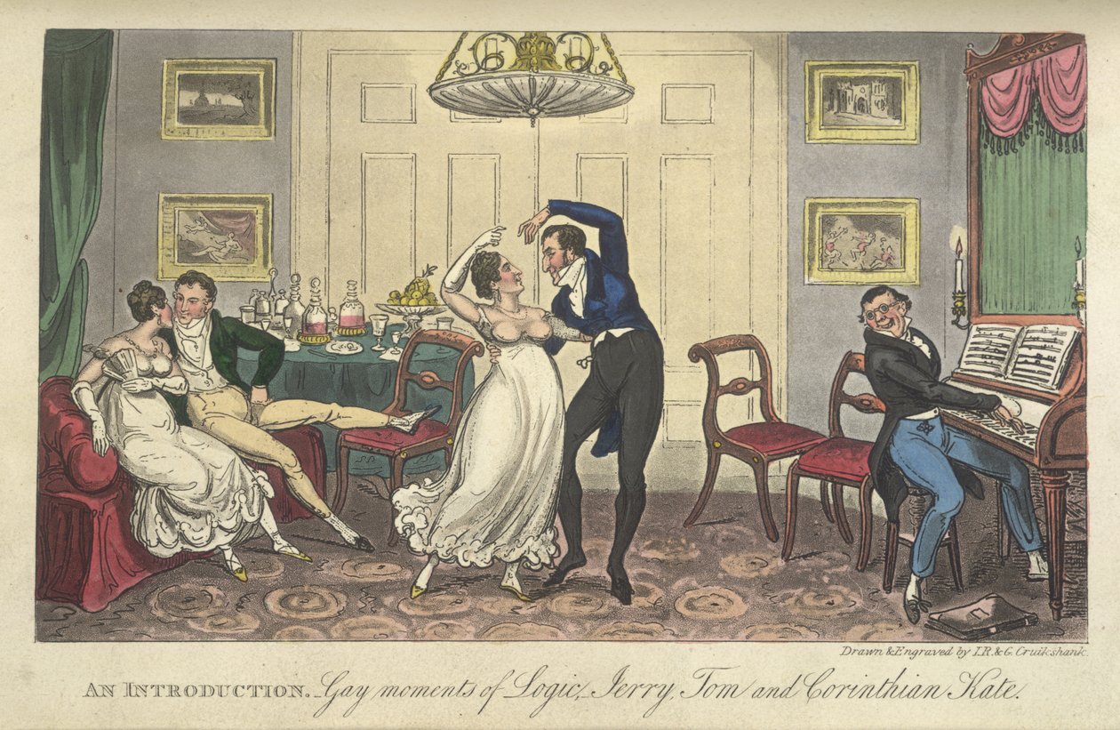 Tańcząca para, „Życie w Londynie itd.”, Pierce Egan autorstwa George Cruikshank