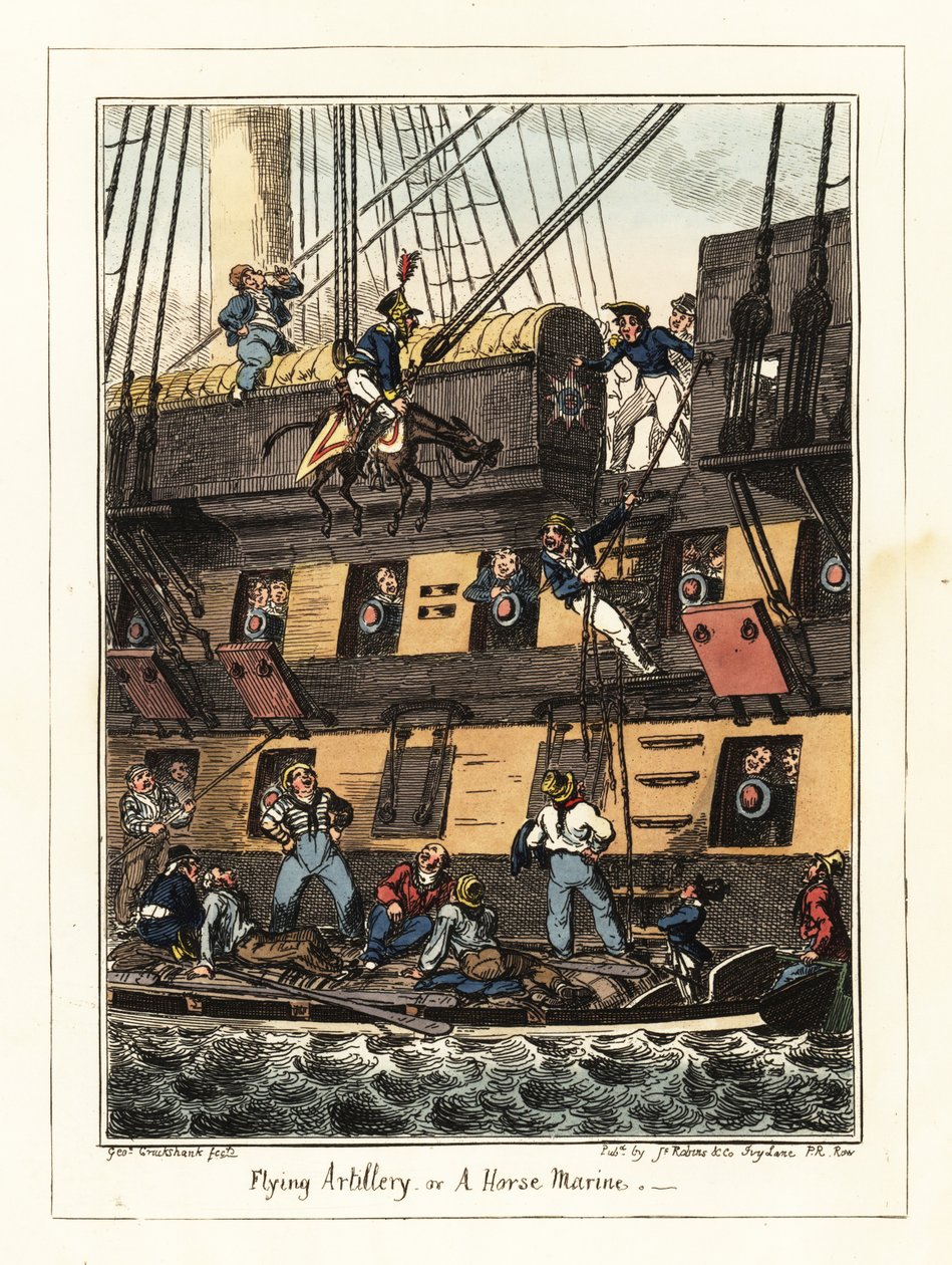 Smok milicyjny ukarany w Santiago, Republika Zielonego Przylądka, 1828 (litografia) autorstwa George Cruikshank