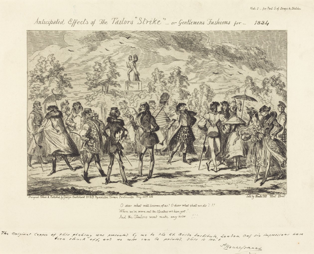 Oczekiwane skutki „strajku” krawców autorstwa George Cruikshank