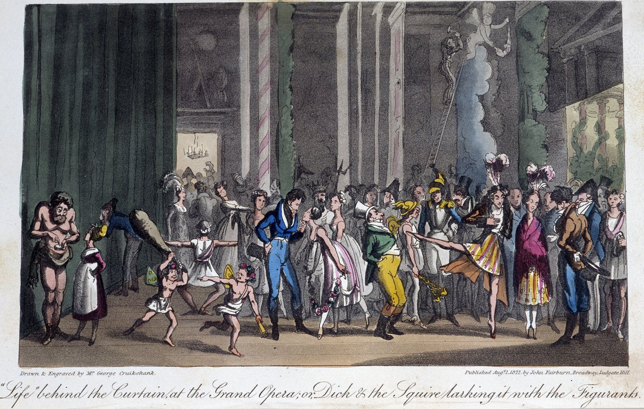 Za kulisami Opery - w „Życiu w Paryżu” Davida Careya, Londyn autorstwa George Cruikshank