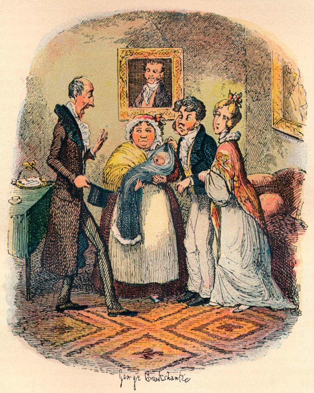 Bloomsbury Chrzciny, ok. 1900 autorstwa George Cruikshank