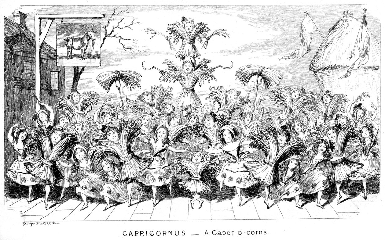 Capricornus - kapar ogórki, XIX wiek. autorstwa George Cruikshank