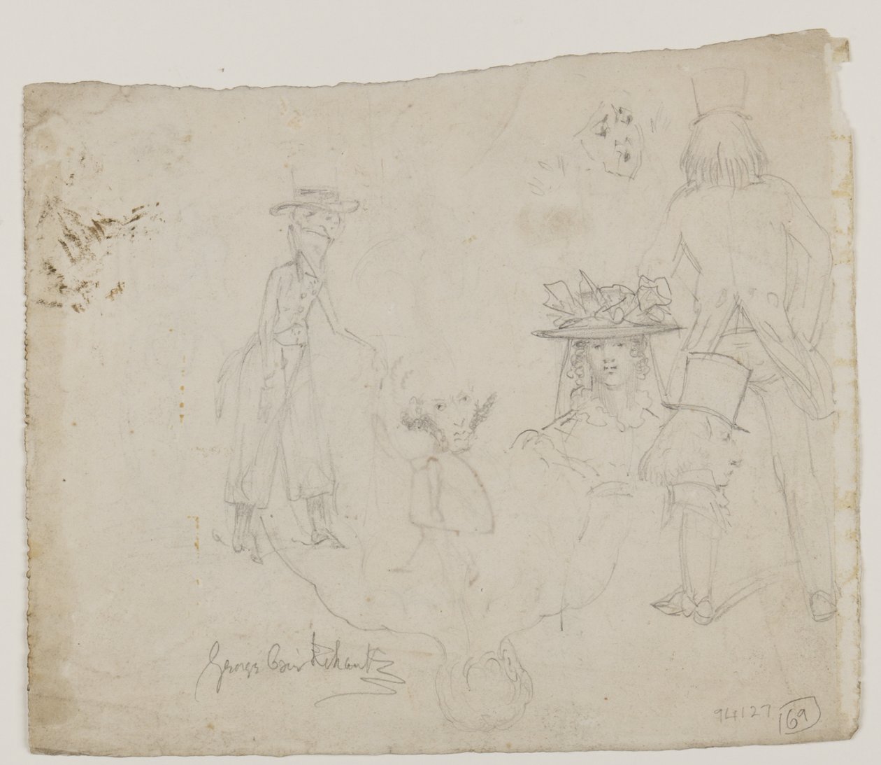 Studia postaci (ołówek, długopis i tusz na papierze) autorstwa George Cruikshank