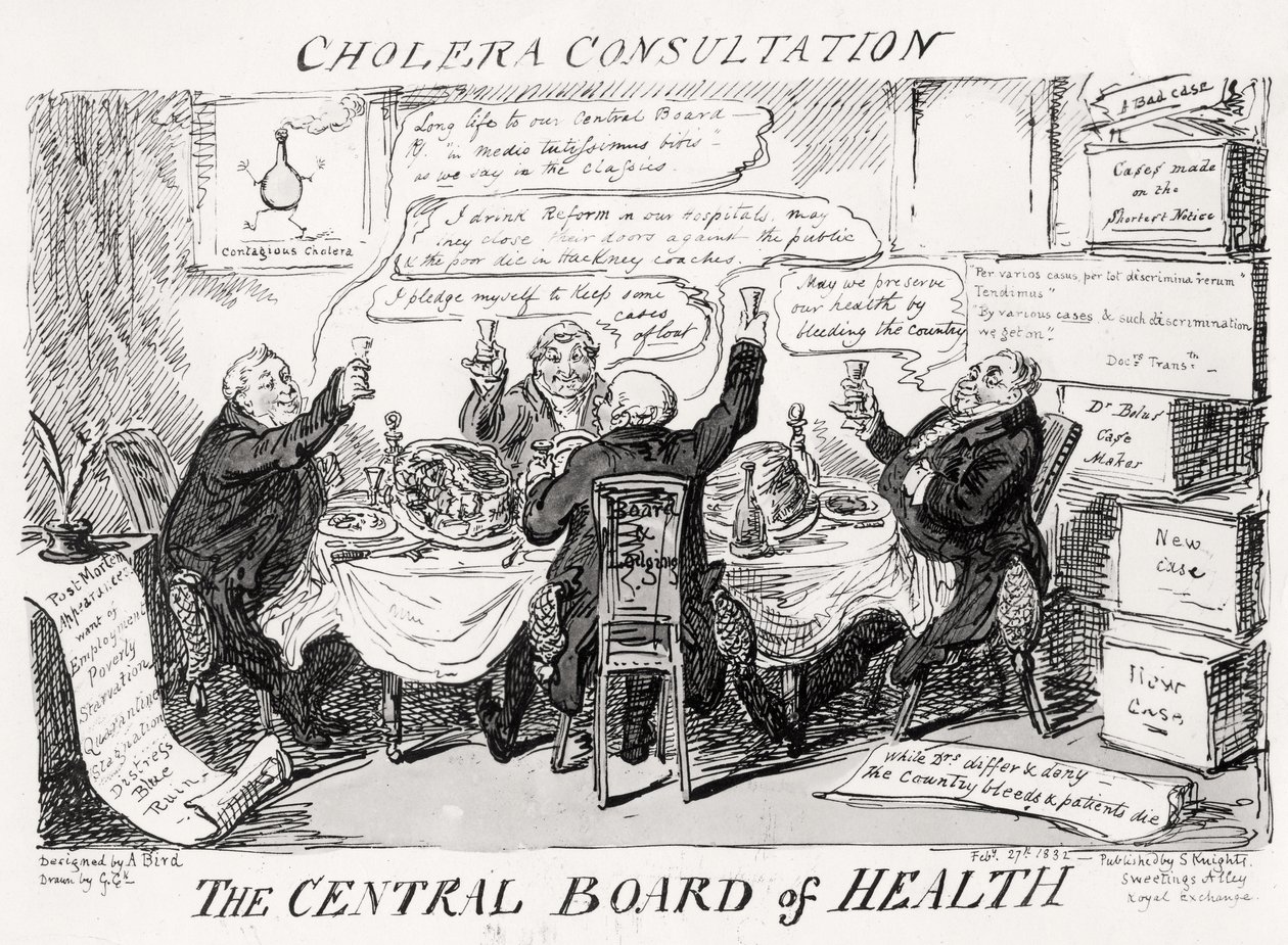 Konsultacja cholery przy Centralnym Zarządzie Zdrowia, opublikowana 27 lutego 1832 r. autorstwa George Cruikshank