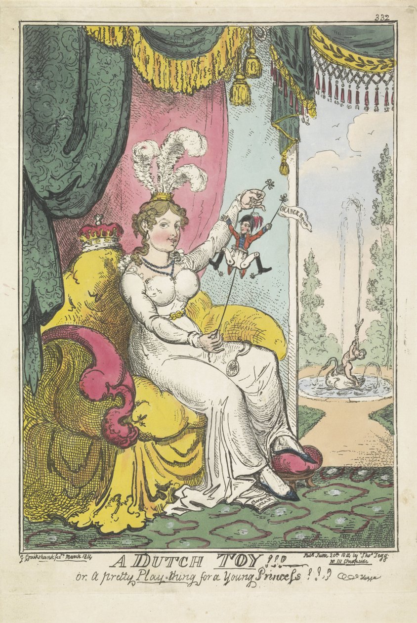 Książę Orange jako zabawka dla księżniczki Charlotte, 1814 Holenderska zabawka !!! - albo ładna Zabawka dla Młodej Księżniczki !!! (tytuł na obiekcie) autorstwa George Cruikshank