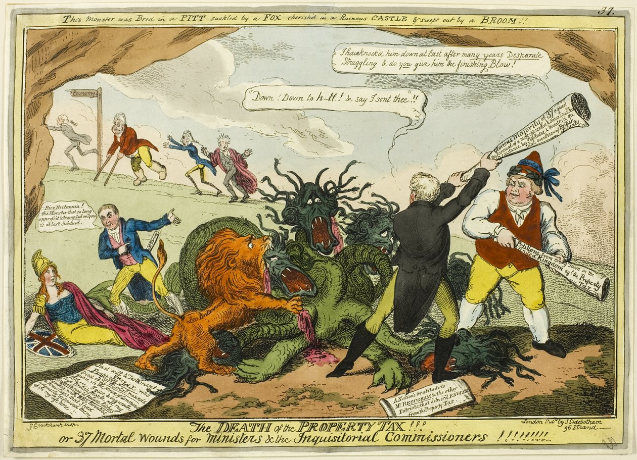 Śmierć podatku od nieruchomości!!! autorstwa George Cruikshank
