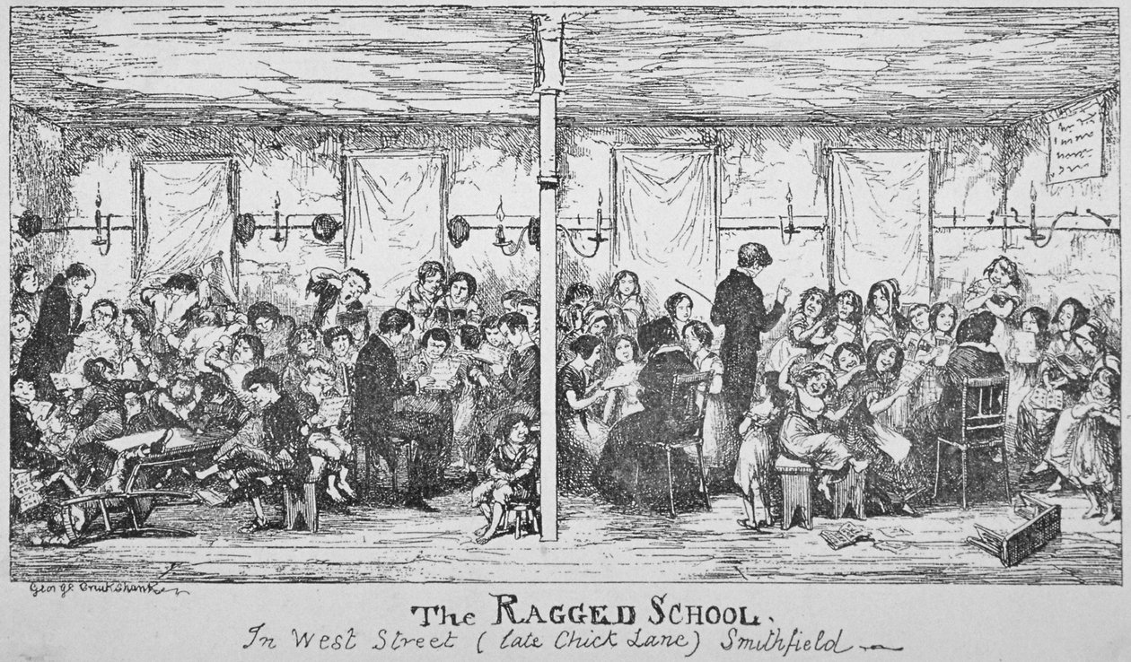 Field Lane Ragged School, Smithfield, City of London, 1850 autorstwa George Cruikshank