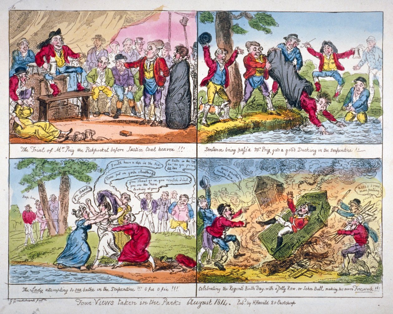 „Cztery widoki w parkach”, 1814 r. autorstwa George Cruikshank