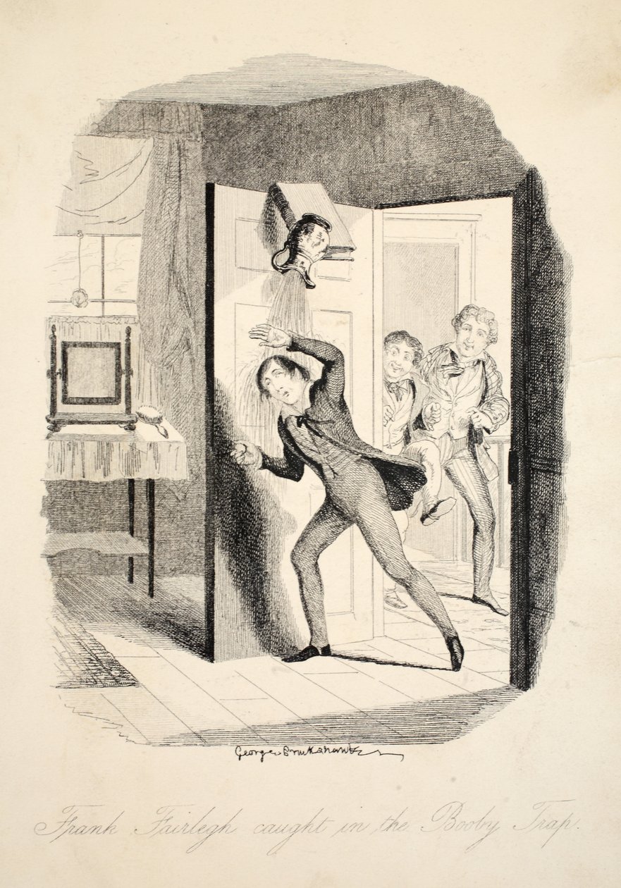 Frank Fairlegh w pułapce z filmu Frank Fairlegh lub Sceny z życia prywatnego ucznia, wyd. ok. 1870 r autorstwa George Cruikshank
