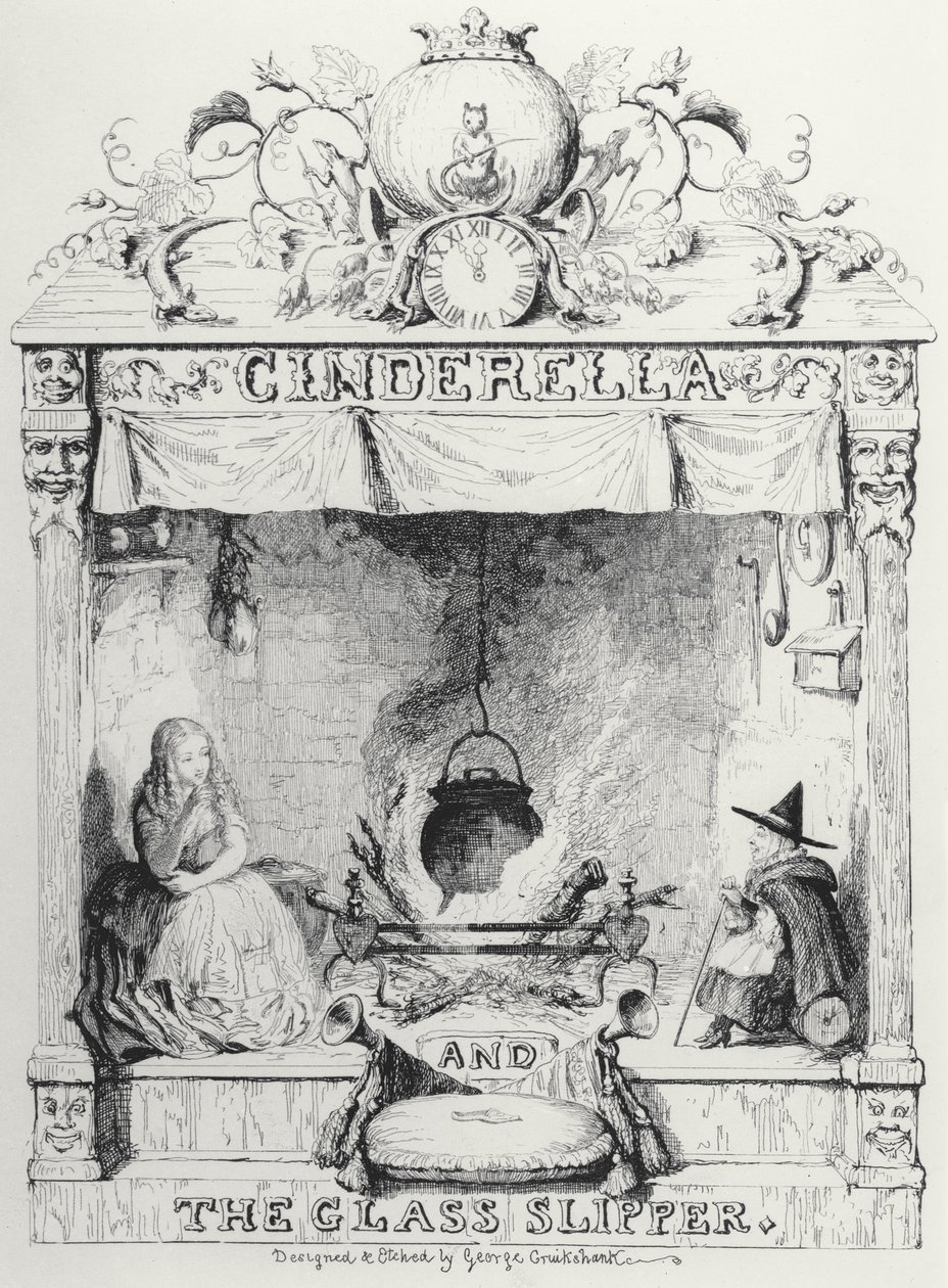 Frontyspis Kopciuszek i szklany pantofel autorstwa Charlesa Perrault autorstwa George Cruikshank