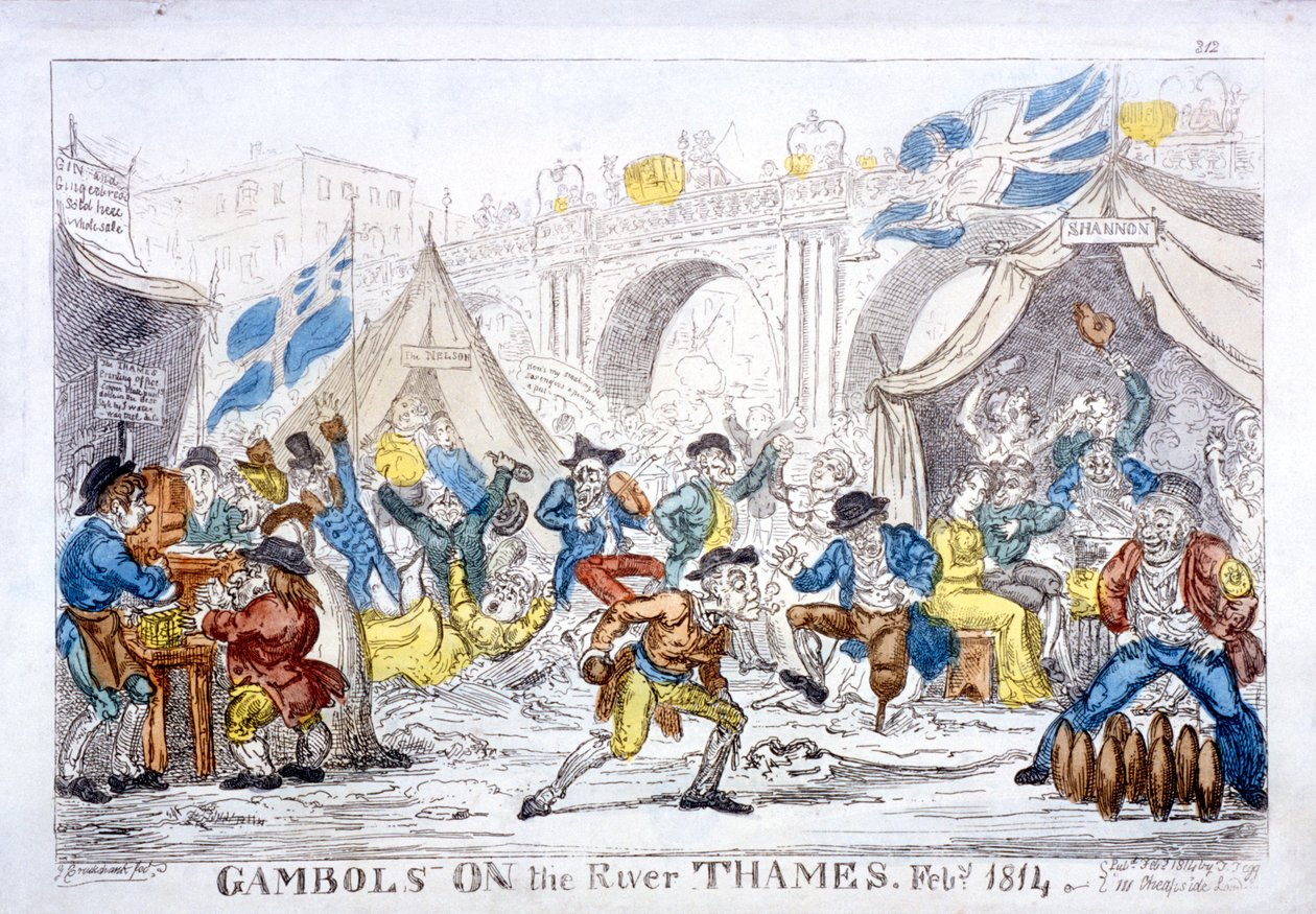 „Gambols na Tamizie, luty, 1814” autorstwa George Cruikshank