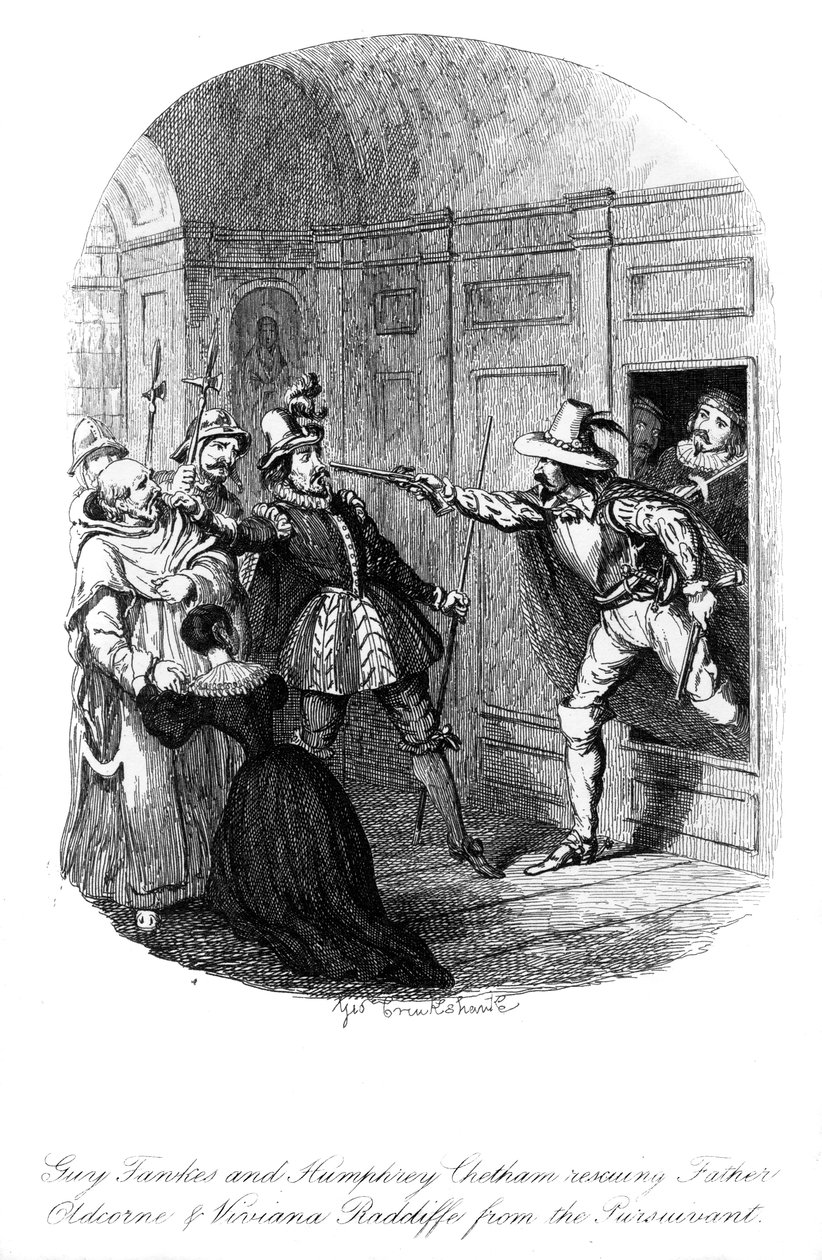Guy Fawkes i Humphrey Chetham, 1605, 1841. autorstwa George Cruikshank