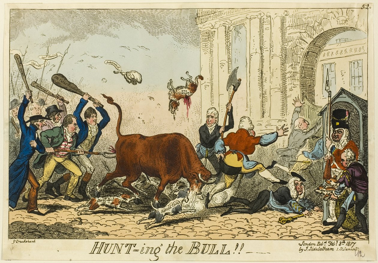 Polowanie na byka!!! autorstwa George Cruikshank