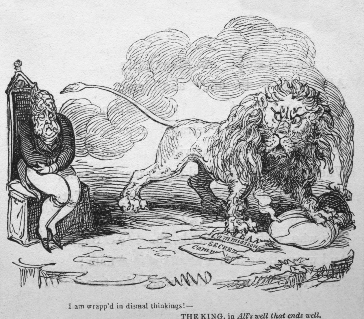 Jestem pogrążony w ponurych myślach!, c1820. autorstwa George Cruikshank