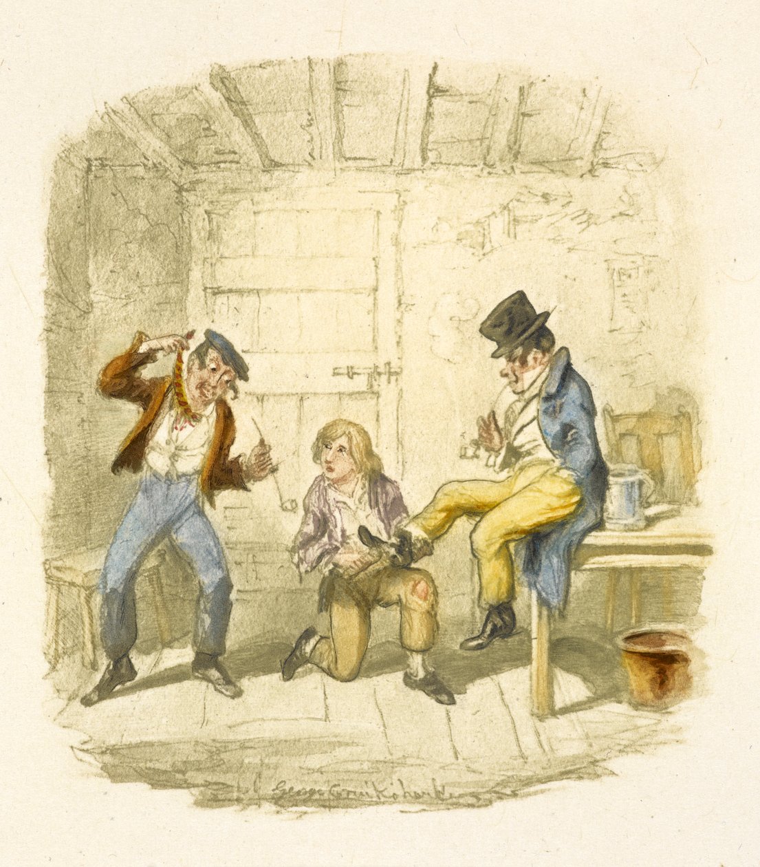 Ilustracja do filmu "Oliver Twist" autorstwa George Cruikshank