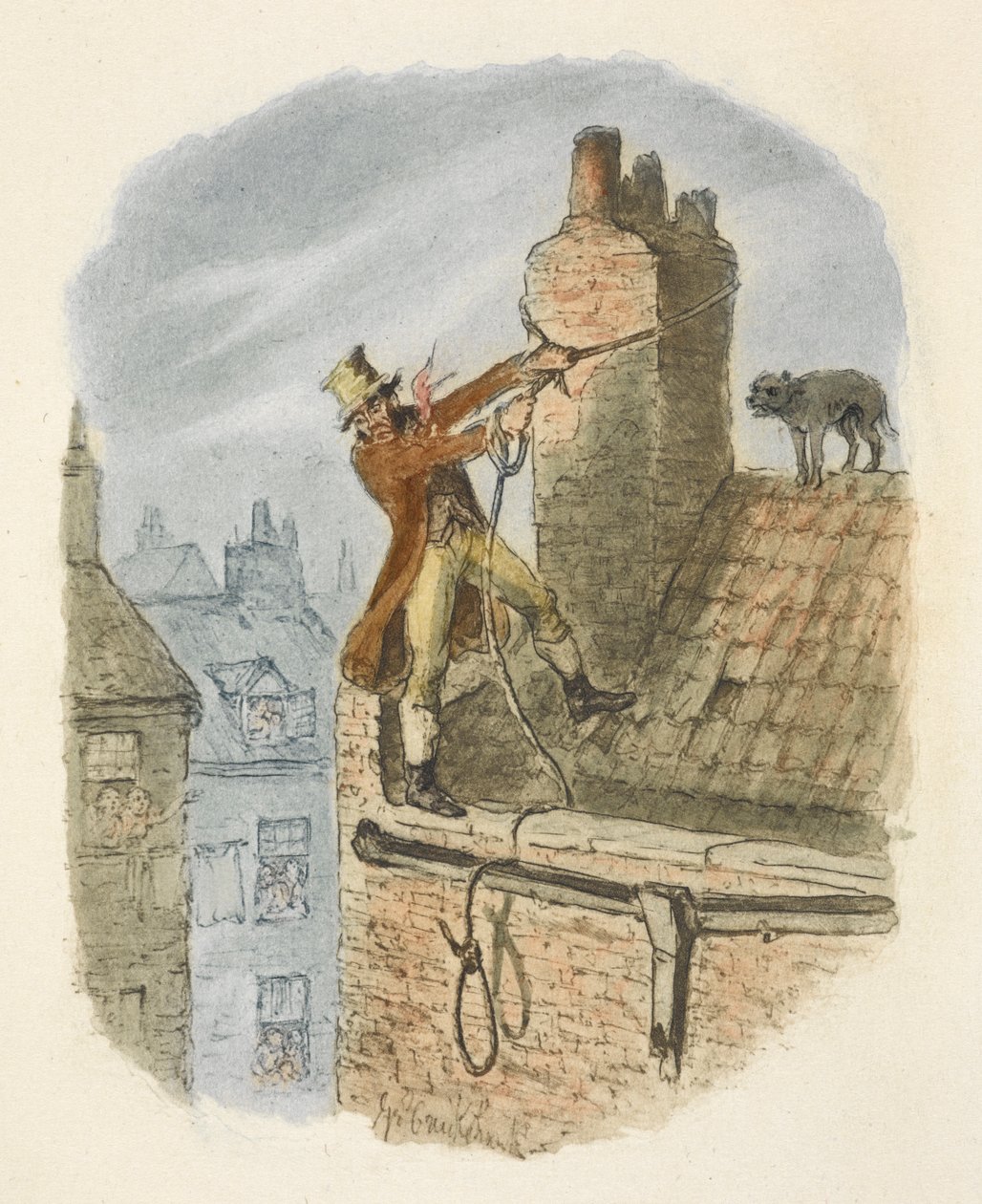 Ilustracja do filmu "Oliver Twist" autorstwa George Cruikshank