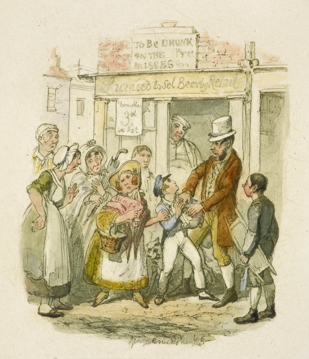 Ilustracja do filmu "Oliver Twist" autorstwa George Cruikshank