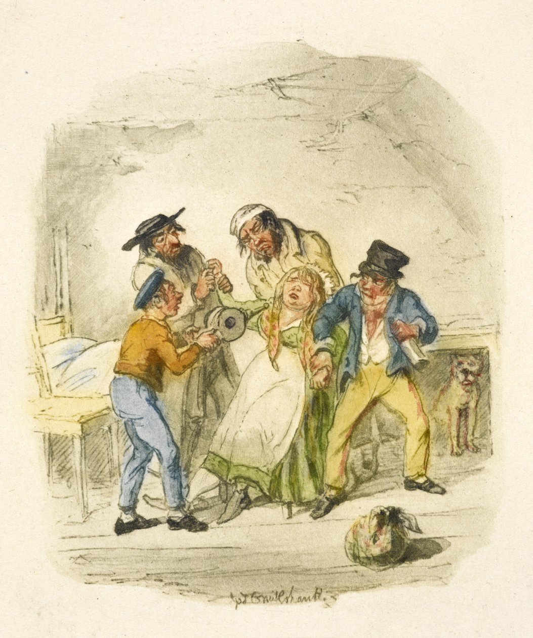 Ilustracja do filmu "Oliver Twist" autorstwa George Cruikshank