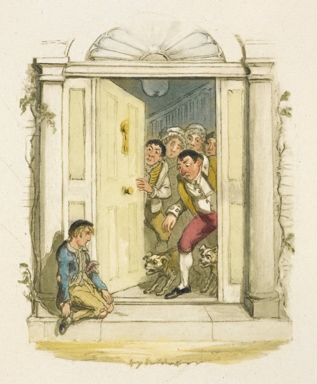 Ilustracja do filmu "Oliver Twist" autorstwa George Cruikshank