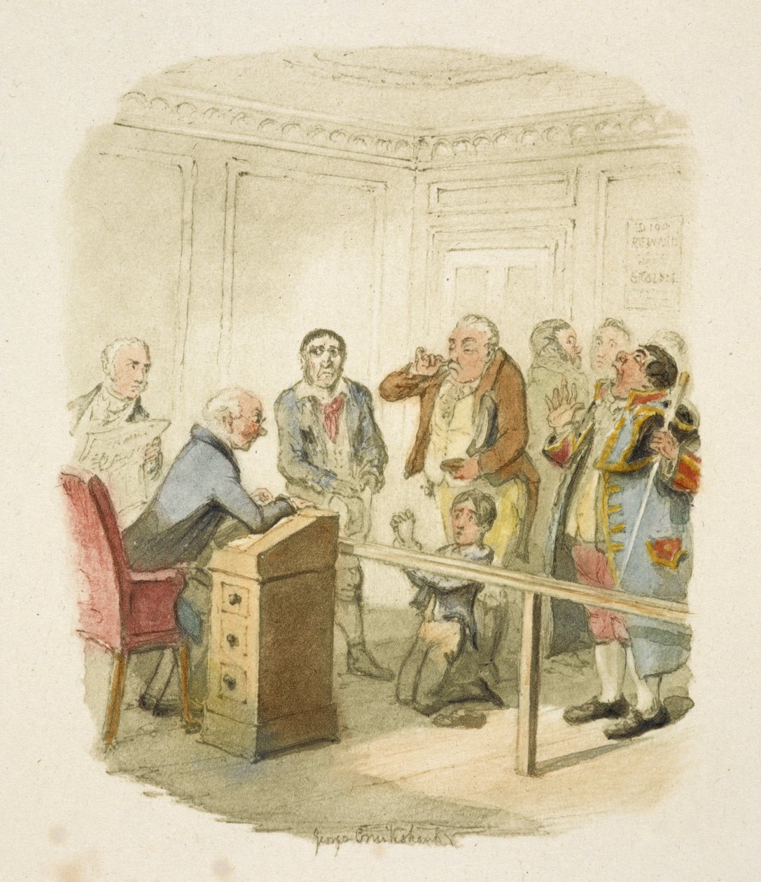 Ilustracja do filmu "Oliver Twist" autorstwa George Cruikshank