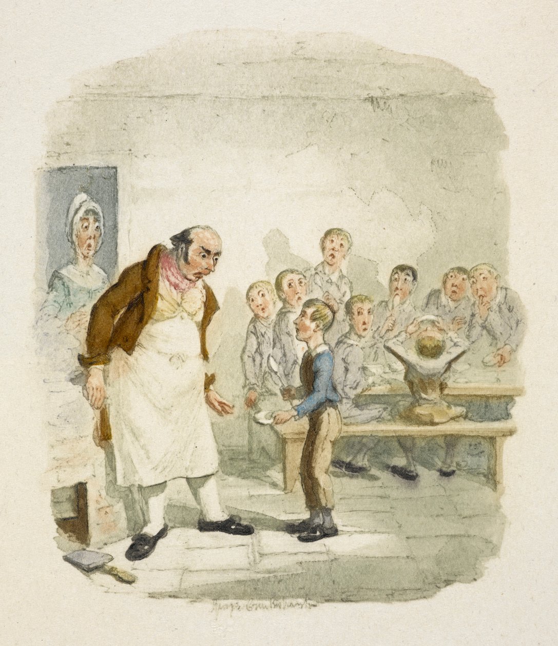 Ilustracja do filmu "Oliver Twist" autorstwa George Cruikshank