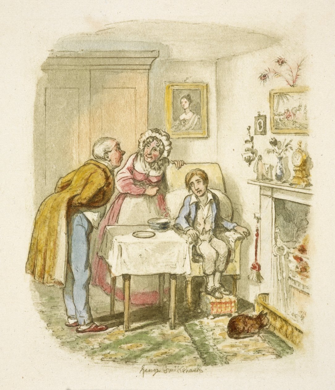 Ilustracja do filmu "Oliver Twist" autorstwa George Cruikshank