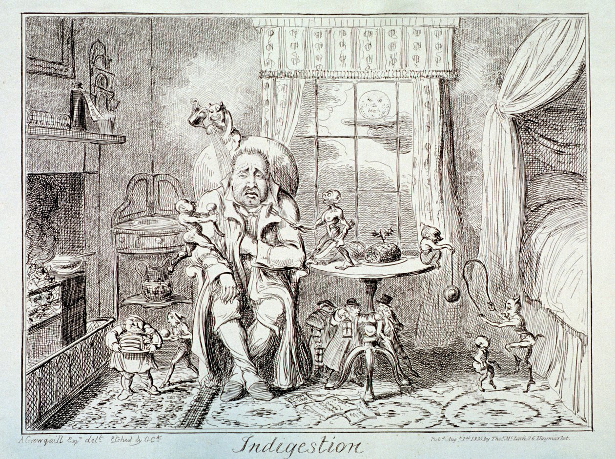 „Niestrawność”, 1835 autorstwa George Cruikshank