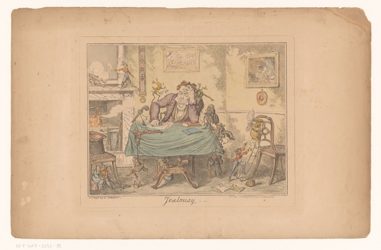 Jaloezie Zazdrość (tytuł na obiekcie) autorstwa George Cruikshank