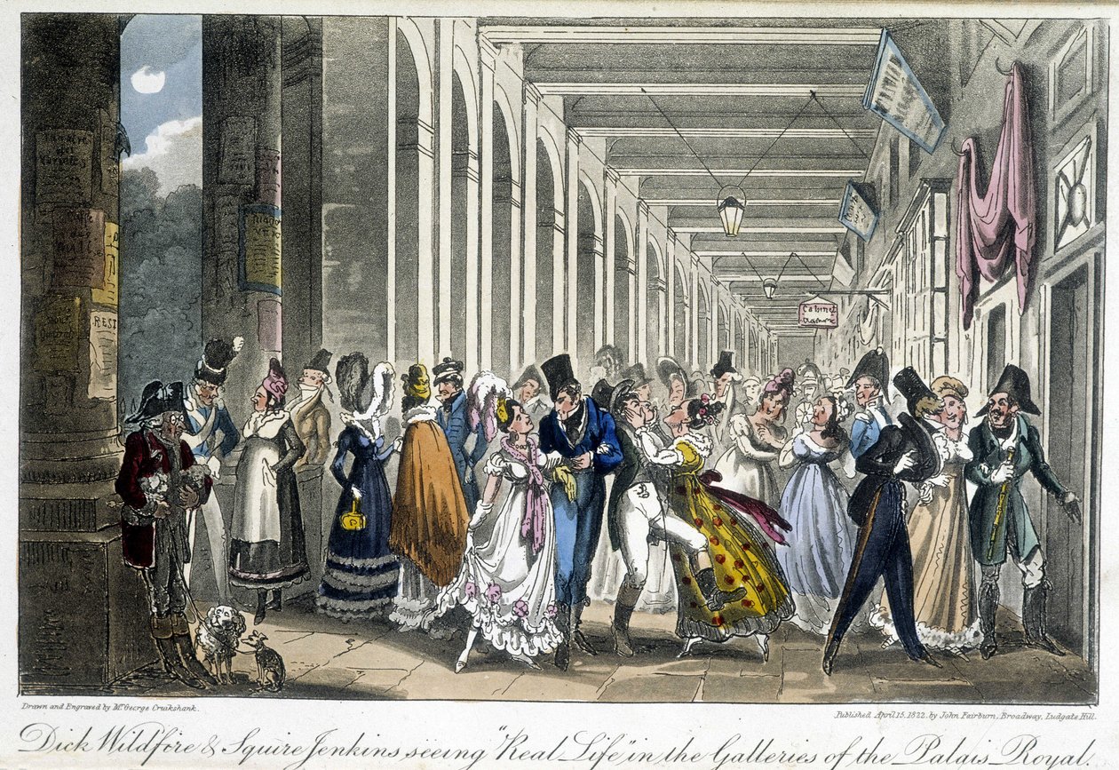 Les galeries du Palais Royal - w „Życiu w Paryżu” Davida Carey, Londyn autorstwa George Cruikshank