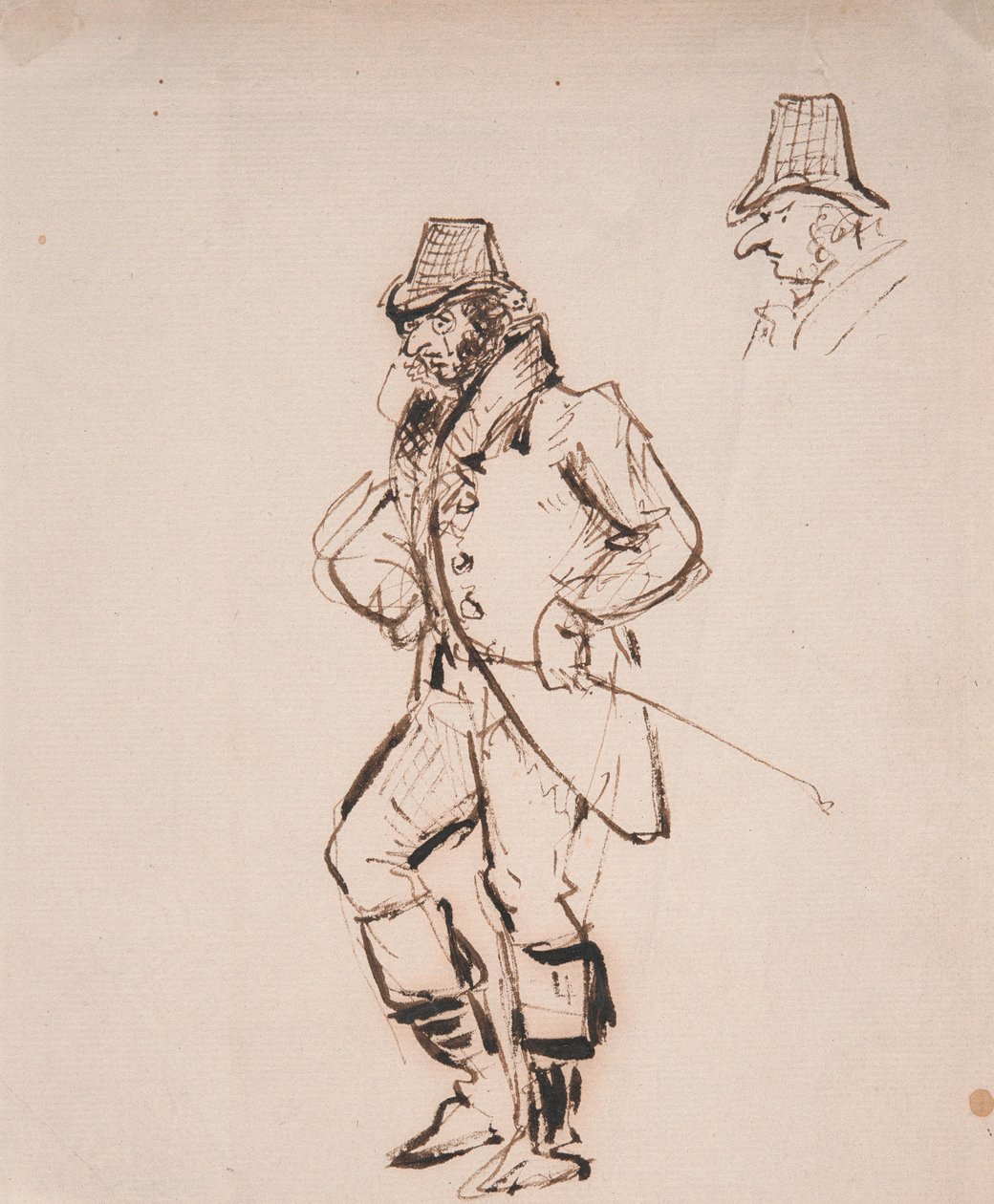 Mężczyzna z batem jeździeckim autorstwa George Cruikshank