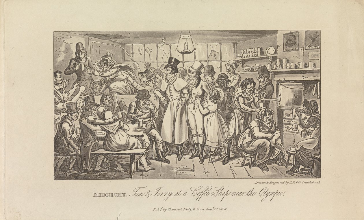 O północy, Tom i Jerry w kawiarni... autorstwa George Cruikshank