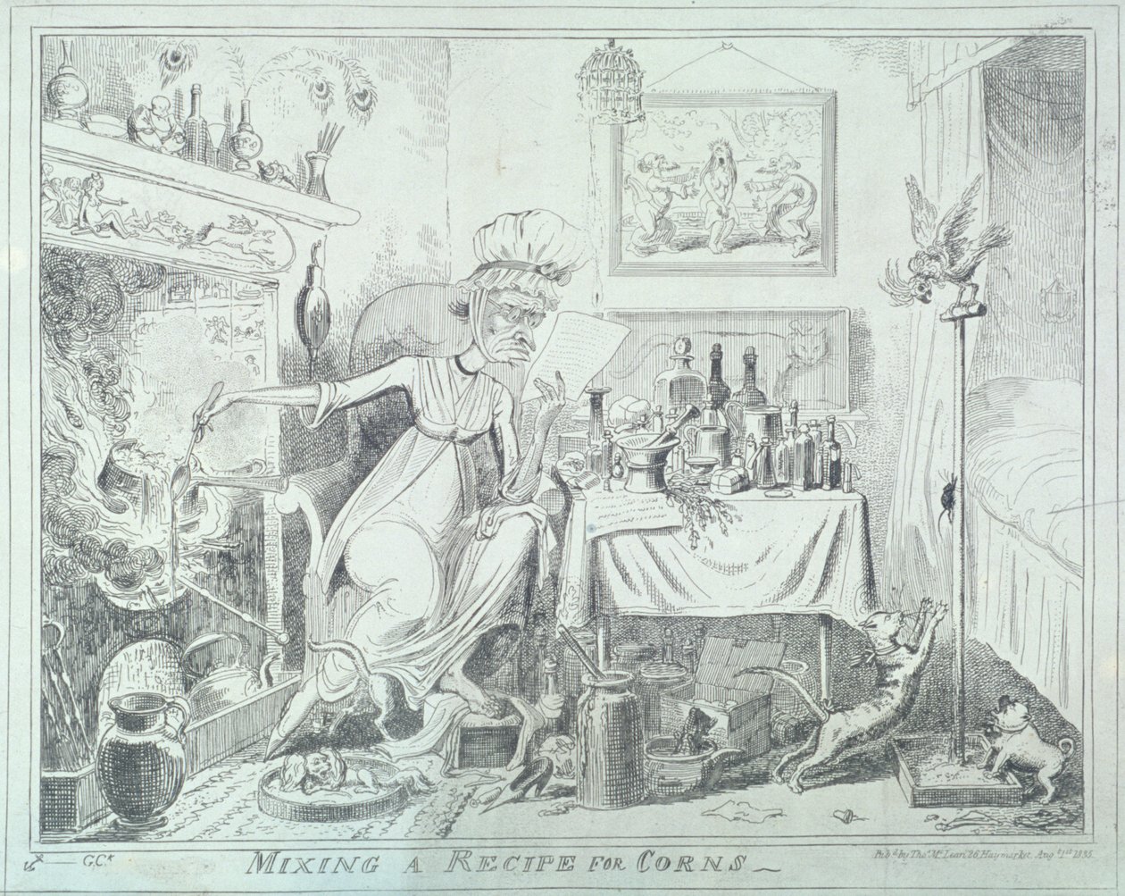 „Mieszanie przepisu na odciski”, 1835. autorstwa George Cruikshank