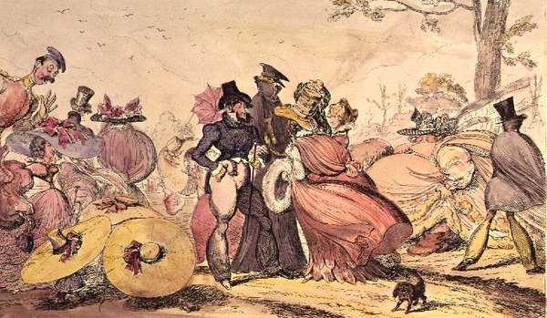 Potworności z 1825 i 1826 r. (Karykatura satyryczna z XIX w. Mody angielskie) autorstwa George Cruikshank