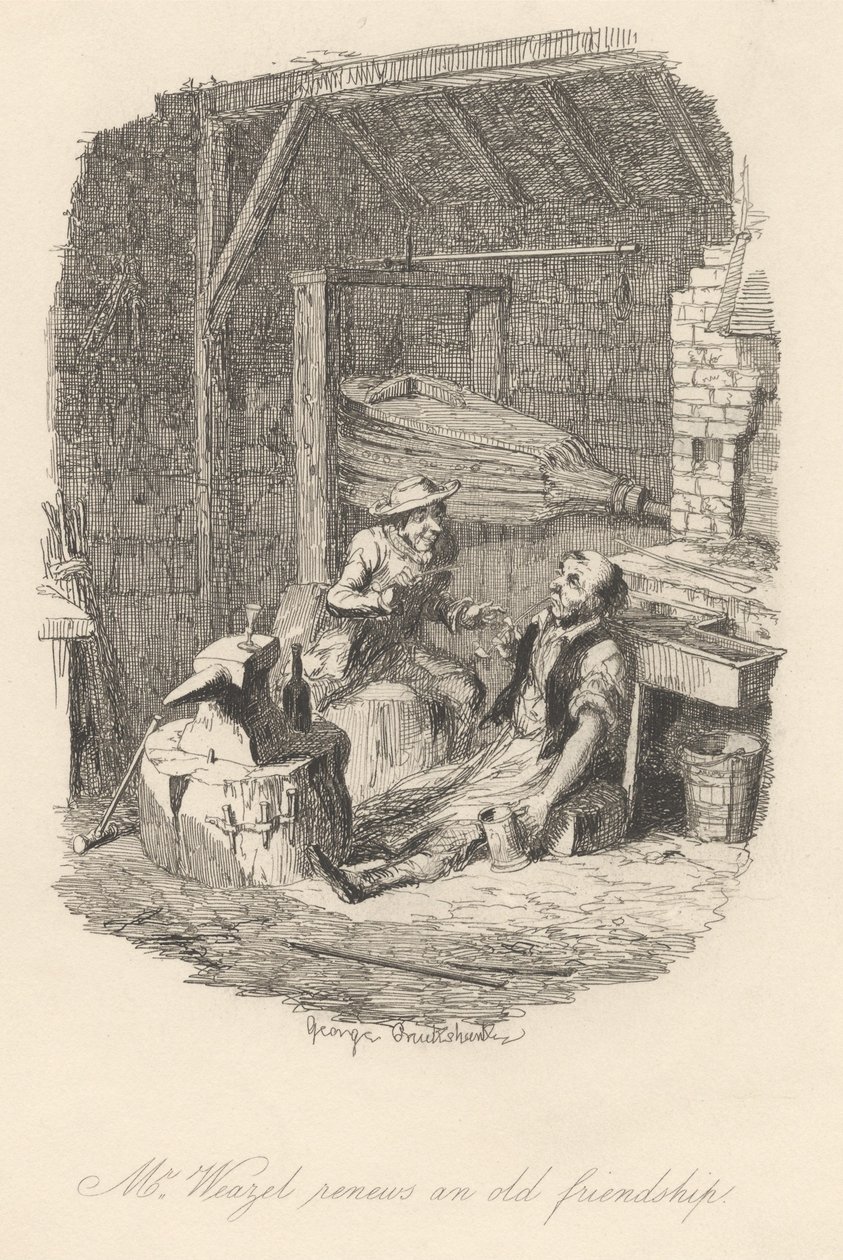 Pan Weazel odnawia dawną przyjaźń autorstwa George Cruikshank