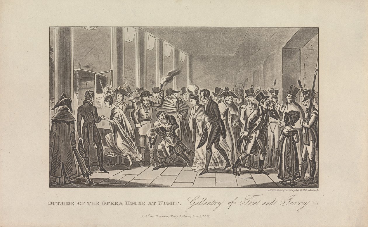 Poza Operą nocą autorstwa George Cruikshank