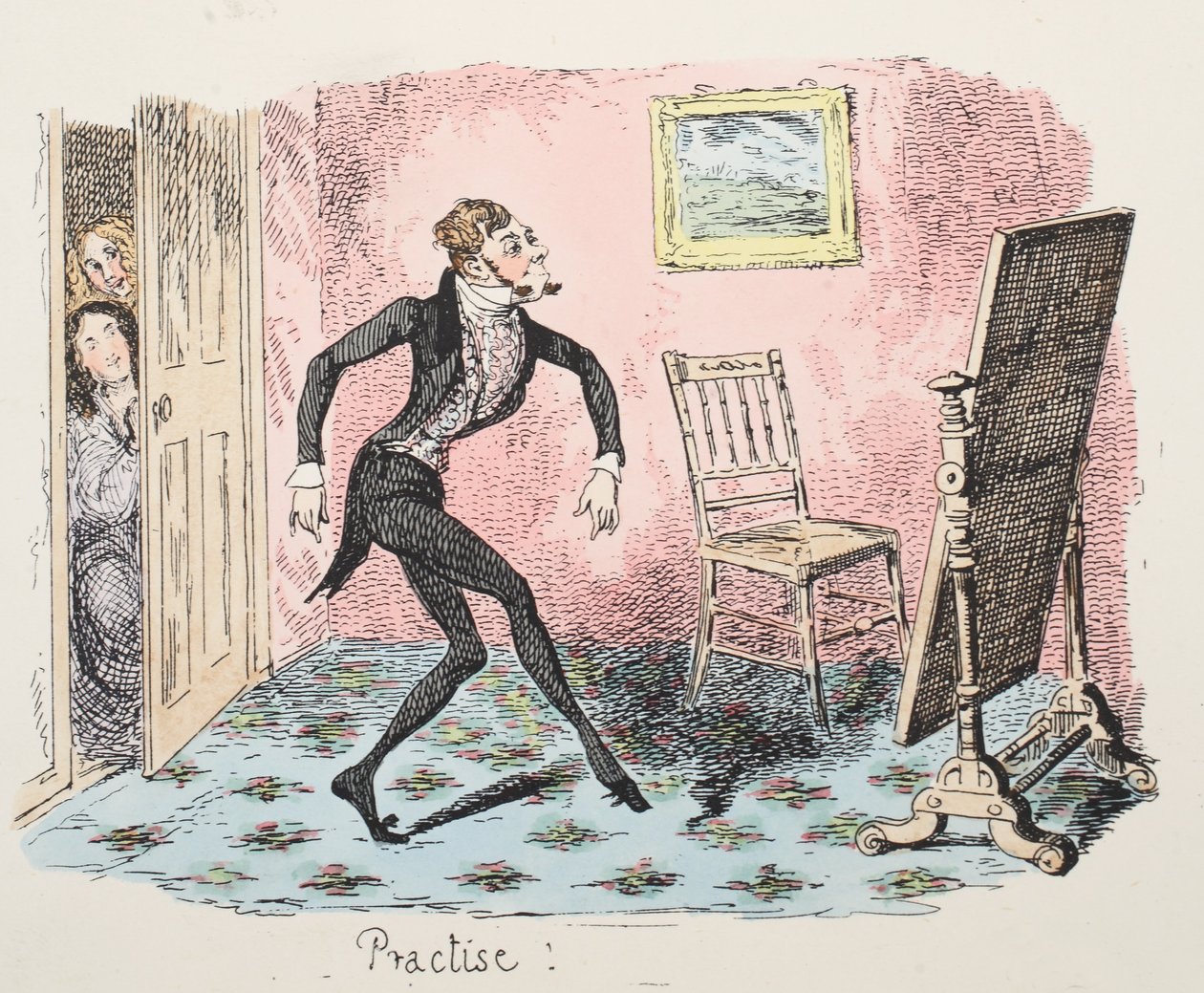 Praktyka, wyd. 1832 (grawerowanie ręcznie kolorowane) autorstwa George Cruikshank