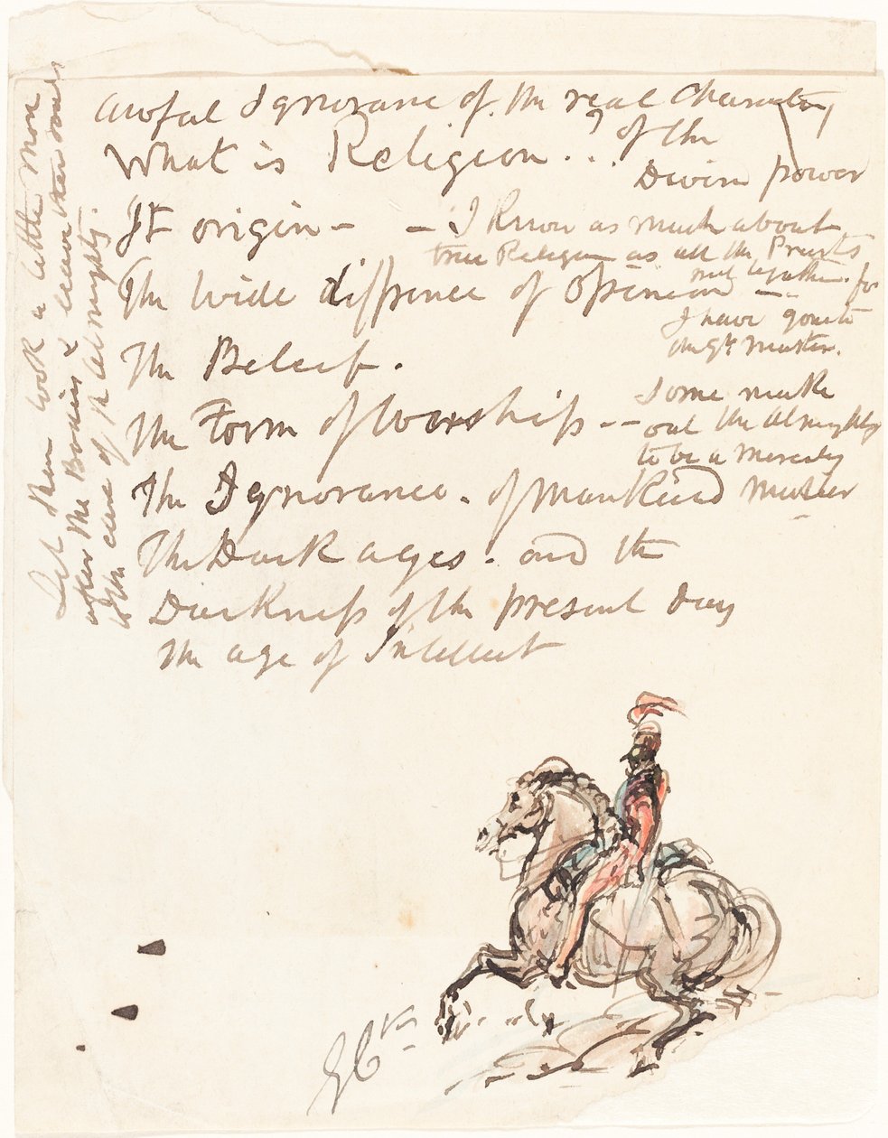 Szkic konnego huzara autorstwa George Cruikshank