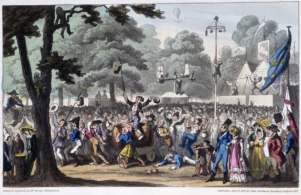 St Louis Fête: la canaille - w „Życiu w Paryżu” Davida Careya, Londyn autorstwa George Cruikshank