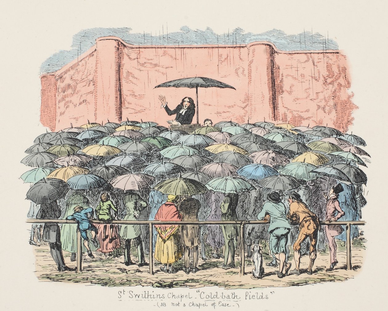 Kaplica św. 1833 (grawerowanie ręcznie kolorowane) autorstwa George Cruikshank