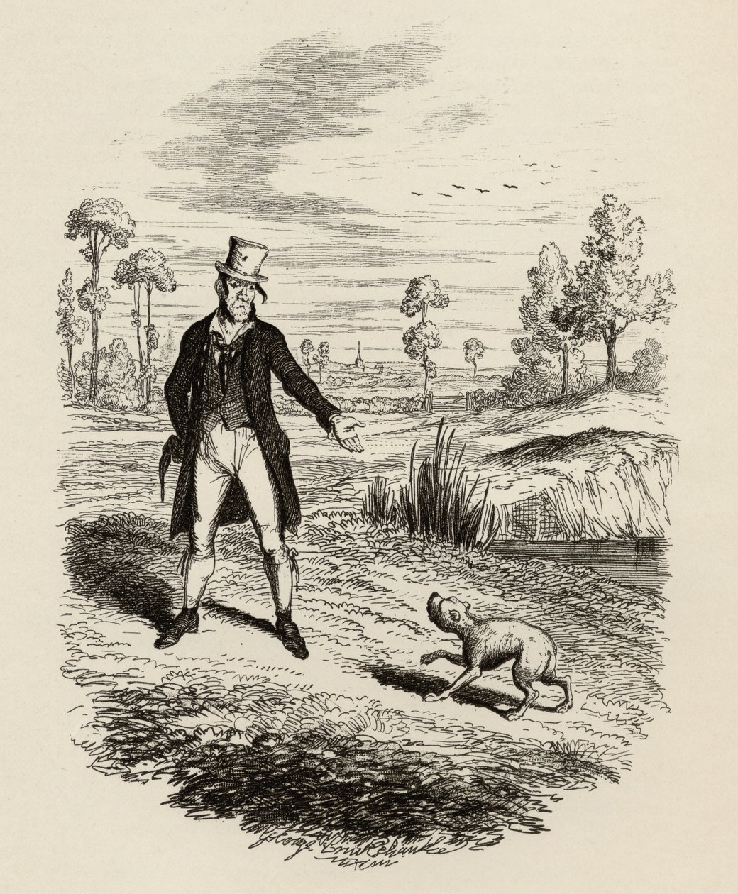 Sykes usiłujący zniszczyć swojego psa, z „Przygód Olivera Twista” Charlesa Dickensa (1812-70) 1838, opublikowane przez Chapman und Hall, 1901 autorstwa George Cruikshank