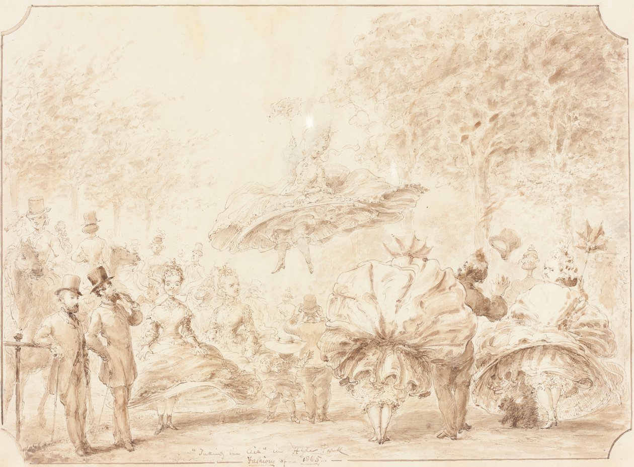 „Taking the Air” w Hyde Parku [verso] autorstwa George Cruikshank