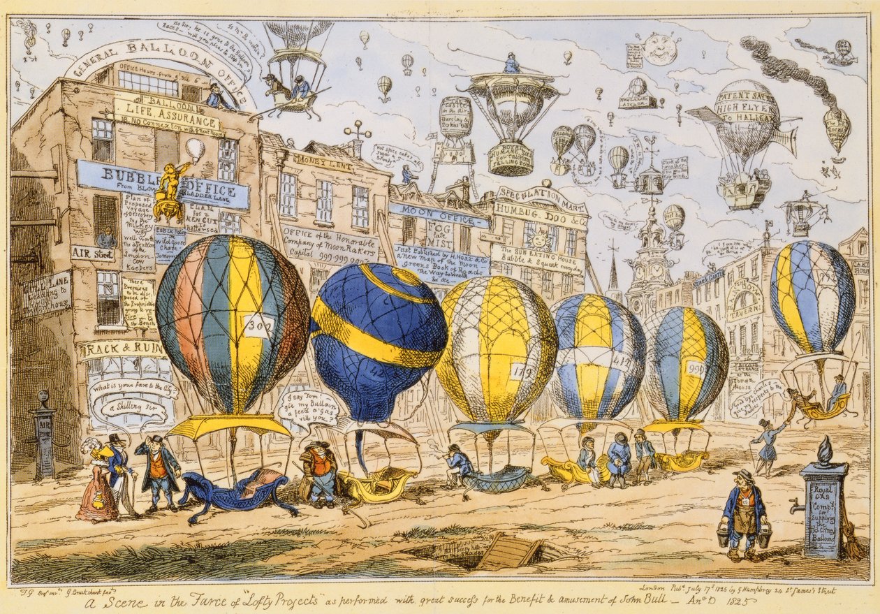 Balony Taxi, wyd. G. Humphrey, 1825 autorstwa George Cruikshank