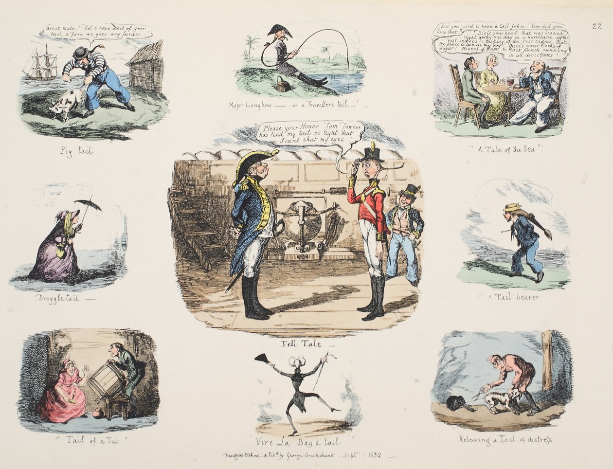 Opowiedz Tale, wyd. 1832 (ręcznie kolorowe grawerowanie) autorstwa George Cruikshank