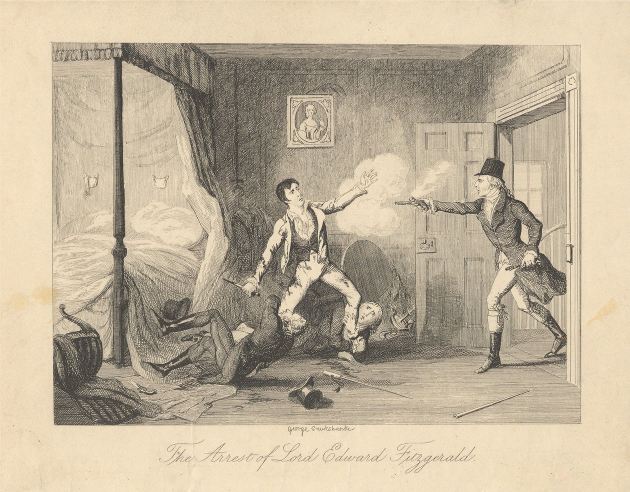 Aresztowanie lorda Edwarda Fitzgeralda autorstwa George Cruikshank