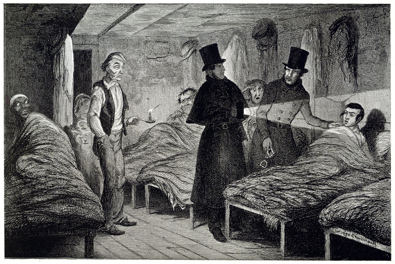 Aresztowanie chłopca, płyta 4 z "Dzieci pijaka" autorstwa George Cruikshank