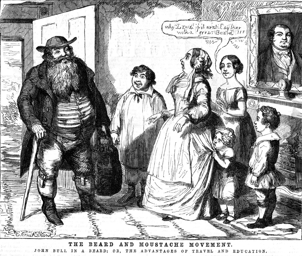 Ruch brody i wąsów, 1854 autorstwa George Cruikshank