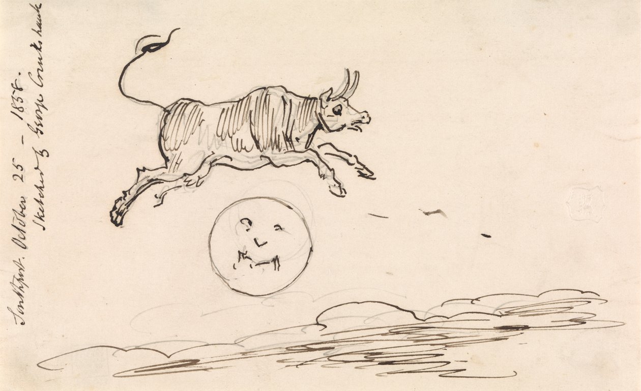 Krowa skacze nad księżycem autorstwa George Cruikshank