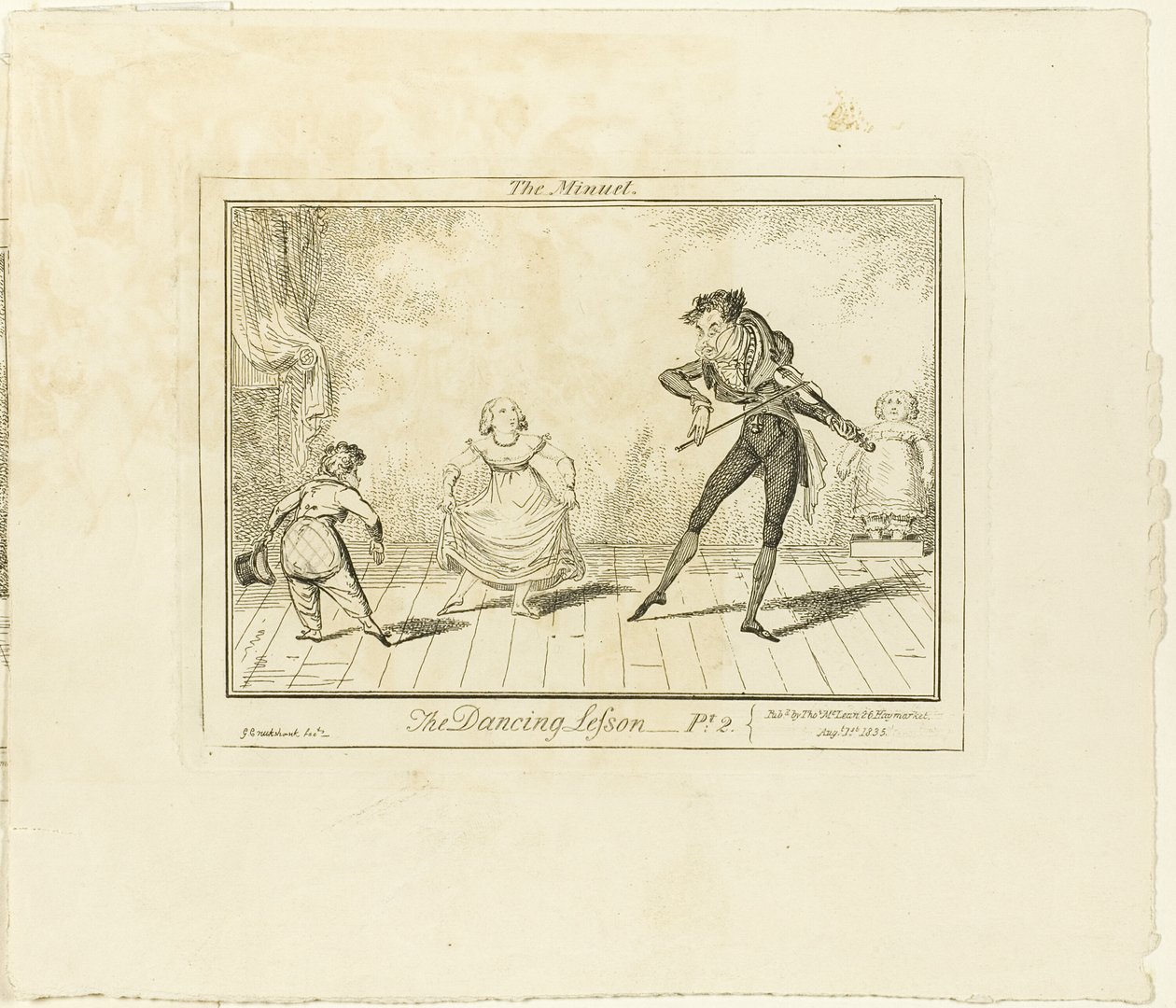 Lekcja tańca, część 2: Menuet autorstwa George Cruikshank
