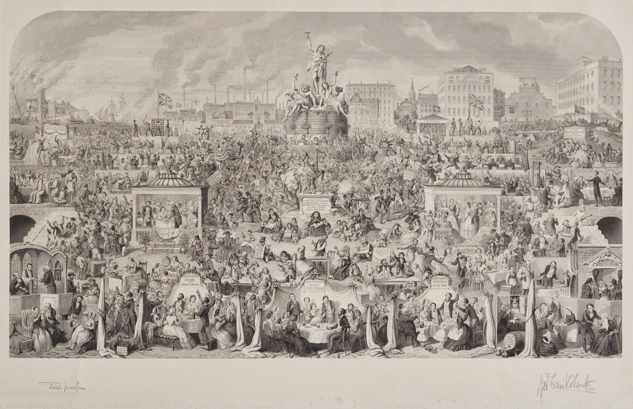 Zwyczaje picia w społeczeństwie lub kult Bachusa autorstwa George Cruikshank